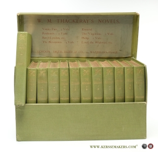 The novels, pocket edition, published in 12 vols. in gold-lettered slipcase: Vanity Fair, 2 vols.; Pendennis, 2 vols.; Barry Lindon, etc. 1 vol. ; The Newcomes, 2 vols.; The Virginians, 2 vols.; Philip, 2 vols.; Lovel the Widower, etc. 1 vol. — Thackeray, W. M.