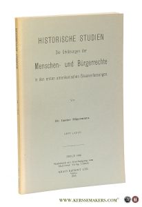 Menschen- und Bürgerrechte in den ersten amerikanischen Staasverfassungen. [ Reprint of 1910 edition, Berlin ]. — Hägermann, Gustav.
