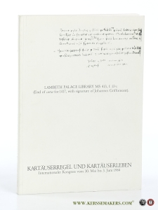 Kartäuserregel Und Kartäuserleben. Internationaler Kongress vom 30. Mai bis 3. Juni 1984. Stift Heiligenkreuz. [ Volume 3 contains: Michael G. Sargent, Die Handschriften der Cartae des Generalkapitels: Ein analytischer Ãuberblick; Gerhard Jaritz, Klosteralltag und Welt im Spatmittelalter: Das Beispiel der Kartauser; Leopold Grill, Des Osterreichischen Babenbergers Otto Studien- und Monchjahre in Frankreich; Giovanni Leoncini, La vita nella Certosa di Firenze tra XVII e XVIII secolo; Peter J.A. Nissen, Die Bibliothek der Kartause Bethleem zu Roermond: Ein Forschungsuberblick ]. — Sargent, Michael G. / Gerhard Jaritz / Leopold Grill / a.o.