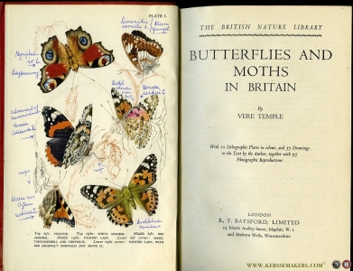 Butterflies and Moths in Britain. With 10 Lithographic Plates in colour, and 57 Drawings in the Text by the Author, together with 95 Photografic reproductions. — TEMPLE, Vere