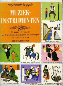 Muziekinstrumenten - Encyclopedie in zegels - 48 zegels in kleuren en 48 bladzijden met teksten en tekeningen om zelf te kleuren. — BUNCHE, Jane