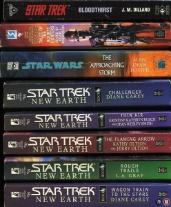 Star Trek. New Earth Book 1,3,4,5 and 6. + The approching Storm + Bloodthirst + Tales of the bounty hunters. — CAREY, Diane / GRAF, L. / OLTION, Kathy and Jerry / RUSCH, Kristine / SMITH, Dean / FOSTER, Alan / DILLARD, J. / ANDERSON, Kevin