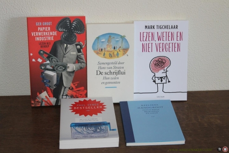 5 boeken over lezen en schrijven. Voor titels zie 'extra info'. — GROOT, Ger / FENS, Kees / STRATEN, Hans van / TIGHELAAR, Mark / SEBES, Paul