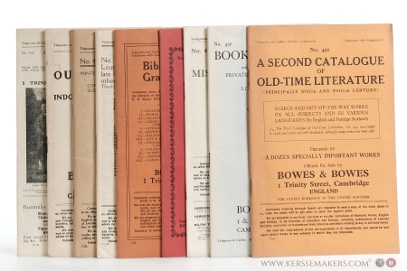 Lot of 10 books : Sale catalogues of Bowes & Bowes Booksellers, Printsellers, Cambridge, England. Present are Catalogue no. 431, 434, 435, 439, 441, 446, 447, 449, 450 & 451. — Catalogue Bowes & Bowes: