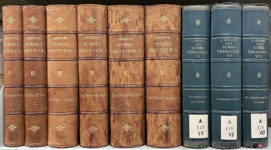 Summa theologica ad modum commentarii in Aquinatis summam praesentis aevi studiis aptatam (Complete set in 9 volumes). — Janssens, Laurentio.