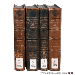 Die Schriften des Neuen Testaments in ihrer ältesten erreichbaren Textgestalt, hergestellt auf Grund ihrer Textgeschichte. [ 2 volumes in 4 bindings - Von Soden's major edition of the Greek text of the New Testament ]. — Soden, Hermann Freiherr von.